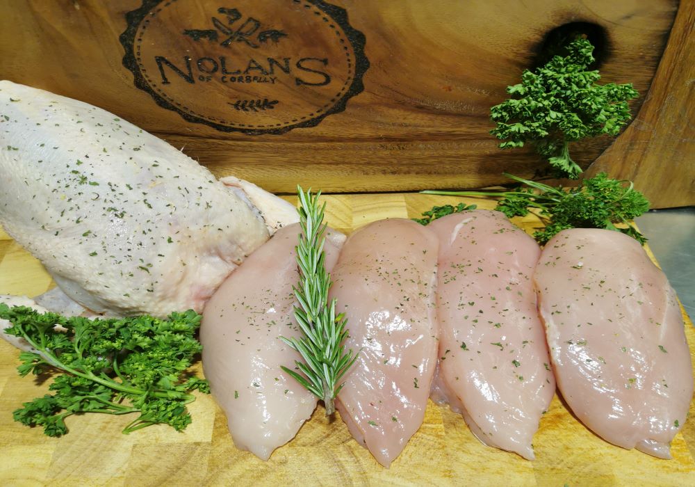 4 chicken fillets for €6.99 cut fresh off the bone daily at Nolan's of Corbally